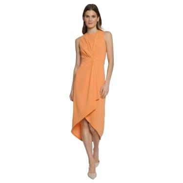 Imagem de Maggy London Midi assimétrico sem mangas para convidados de casamento | Vestido de coquetel feminino, Tangerina, 44