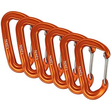 Imagem de 6 UNIDADES Grampos Carabineros 12KN para Rede de Dormir Camping Caminhada Backpacking Carabiner Premium Liga Alumínio com Clip Flexível Atividades em Casa Barco Toldo