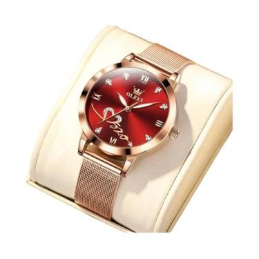 Imagem de Relógio Feminino De Quartzo Luminosa À Prova d'Água Ouro Rosa OLEVS 55