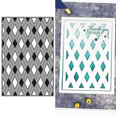 Imagem de DzIxY Placa de fundo de diamante, matrizes de corte de metal para kit de fabricação de cartões, conjunto de recortes de papel, estêncil, suprimentos, modelos de máquina