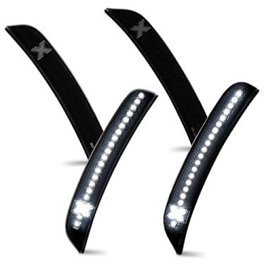 Imagem de D-Lumina Luzes de Marcação Lateral LED Lente fumê Compatível com Do-dge Charger 2015-2023, X-Style Patente Pendente Dianteiro Traseiro Para-choque LED Sidemarker Branco, Pacote com 4