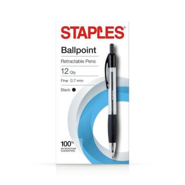 Imagem de Caneta esferográfica Staples 2498023 preta de 0,7 mm (pacote com 12)