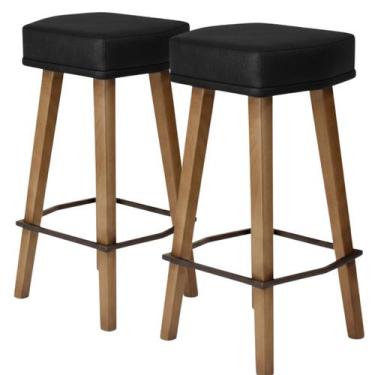 Imagem de 2 Banquetas sem Encosto Ilha Luxo Banco Pra Bancada Cozinha Área Gourm