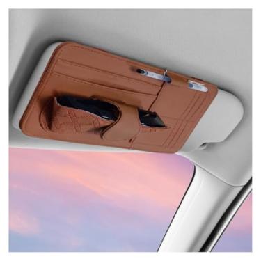 Imagem de UHANBUT Organizador de viseira de sol de carro, suporte de óculos de sol para veículos, bolso de armazenamento automotivo para caneta, óculos, bilhetes, cartões, acessórios internos para carro, SUV