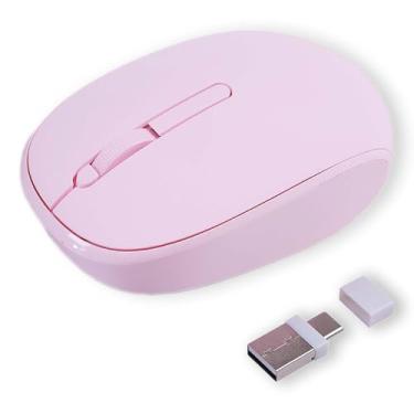 Imagem de Mouse sem fio, silencioso, portátil, leve, pequeno, sem fio, interface dupla (Tipo-C + USB-A) Plug and Play, 3 botões para celular, tablet, laptop, MacBook, PC, menino, menina, homens, mulheres