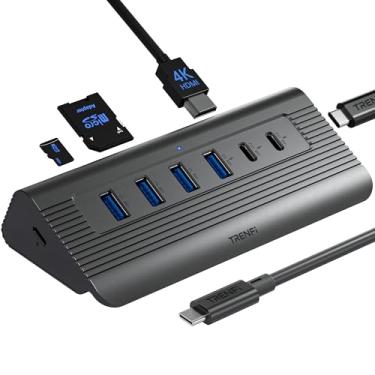 Imagem de TRENFI Hub USB C 10 em 1 com cabo destacável | Estação de ancoragem USB 3.2 Gen 2 de 10 Gbps de alumínio com HDMI 4K 60 Hz, 100W PD, leitor SD/TF para MacBook Pro/Air M4/M3, iPad Pro, PC Laptops