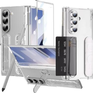 Imagem de NINKI Alça transparente para Samsung Galaxy Z Fold 7 com suporte para caneta S e caneta, carteira integrada com suporte para cartão, capa protetora de tela com suporte rígido para Samsung Z Fold 7
