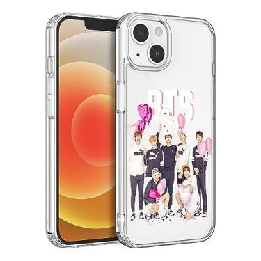 Imagem de WWDIYHOUSE Capa compatível com iPhone 14, capa transparente de TPU macio à prova de choque e design exclusivo para homens/mulheres/meninas/meninos (Fashion-BTS-10)