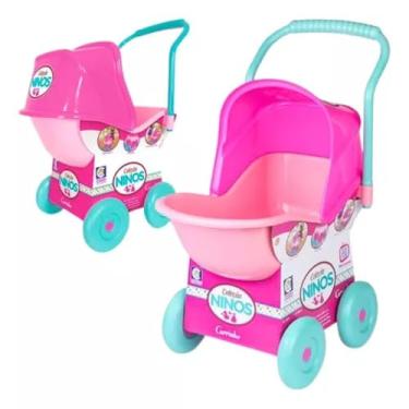 Imagem de Carrinho De Boneca Bebê Ninos 64cm Alive Reborn Capota Regulável Cotiplas