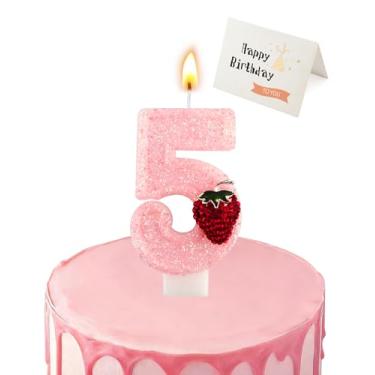 Imagem de Vela de aniversário rosa morango (número 5)