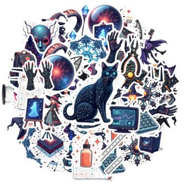 Imagem de 35 peças de adesivos com tecnologia de galáxia mágica de bruxaria, brinquedo encantador para guitarra, laptop, capacete, skate, laptop, bagagem, scrapbook, diário, adesivo