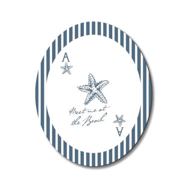 Imagem de Dilemat Decoração de parede de estrela do mar da praia costeira, arte de parede oval de praia oceânica, retrô, litoral, oceano, praia, azul, listrado, decoração de pendurar para casa, quarto, sala de