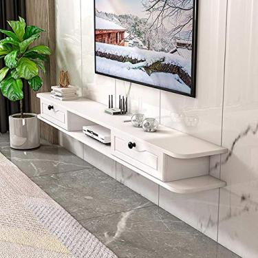 Imagem de Prateleira de parede prateleira flutuante armário de TV montado na parede caixa set-top box foto troféu brinquedo prateleira de exibição de fundo de TV prateleira de decoração de parede suporte de TV