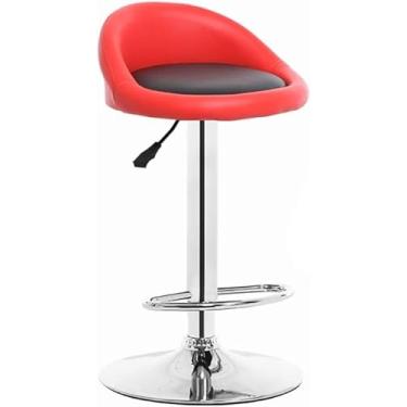 Imagem de Cadeira de jantar moderna para sala de maquiagem, banqueta de beleza ajustável, com encosto e apoio para os pés, recepção de hotel, sala de negócios, cadeira de jantar, café, couro PU (cor: A12