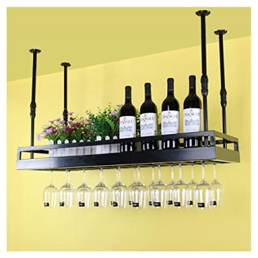 Imagem de Bar Rack de copo de vinho de cabeça para baixo, rack de decoração de teto de ferro, rack de cálice criativo rack de vinho pendurado, rack de flores para exibição de floricultura (cor: preto, tamanho