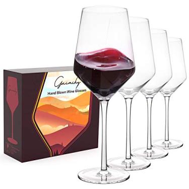 Imagem de Gnimihz Conjunto de taças de vinho de 118 a 425 g, copo de vinho tinto ou branco cristal soprado à mão, presentes para mulheres, homens, casamento, aniversário, Natal, aniversário, embalagem de