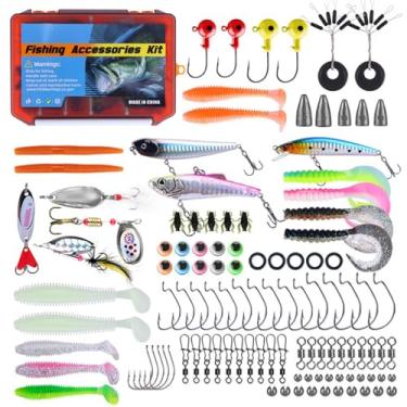 Imagem de Equipamento de iscas de pesca, kit de pesca de caixa de equipamento de baixo | Acessórios de pesca de água doce sem ervas daninhas isca de pesca macia para pesca em rocha e pesca marítima