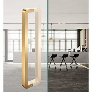 Imagem de Maçaneta de porta de vidro deslizante, puxador moderno de aço inoxidável para portas de celeiro com acessórios, ferragens de portão exterior interior para porta (ouro L 102,5 cm/40,3 pol.)