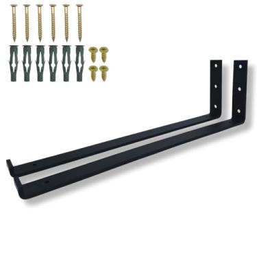 Imagem de Kit 2 Suportes De Parede 40cm Mão Francesa Formato L Aço Cantoneira Moderna (Preto)