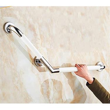 Imagem de LUOFDCLDDD Barra de apoio de segurança de aço inoxidável 135° corrimãos antiderrapantes de segurança, superfície de nylon, corrimãos de vaso sanitário, adequado para banheiras, banheiros, escadas