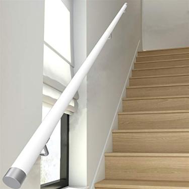 Imagem de FZZIBQYR Rampas de madeira antiderrapantes com fixações, rampas de madeira internas para escadas, brancas, montadas na parede, carga 200 kg/fácil de instalar, 50 ~ 400 cm (tamanho: 120 cm)