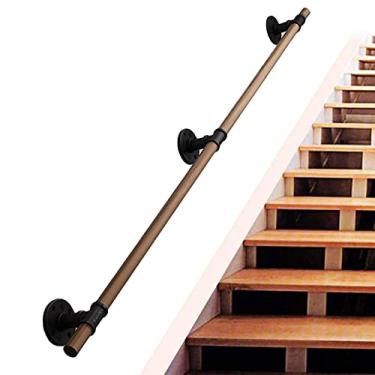 Imagem de Corrimãos de escada antiderrapantes de madeira maciça de madeira natural, uso doméstico contra a parede, grades internas do sótão para idosos, hastes de suporte de corredor (tamanho: 900 cm)