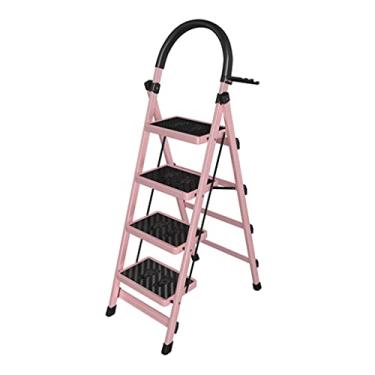 Imagem de Escadas dobráveis escada de degrau 4 degraus escada dobrável metal leve banco de degraus com rack de ferramentas de simplicidade e pedal largo escada doméstica escada resistente (cor: 1 peça escada A