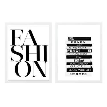 Imagem de Kit 2 Quadros Decorativos Livros Fashion 24X18Cm - Quadros On-Line