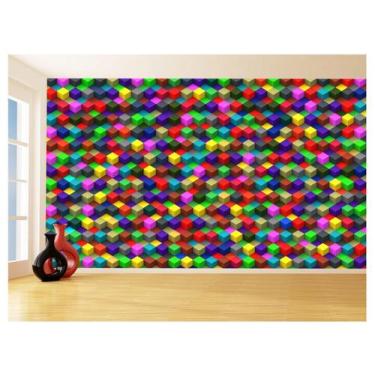 Imagem de Papel De Parede 3D Geométrico Cubos Coloridos 3,5M Gmt82 - Você Decora