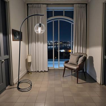 Imagem de Luminária de Chão Abajur Emma Metal Cúpula Aramada Moderno Decorativo Sala Quarto Escritório