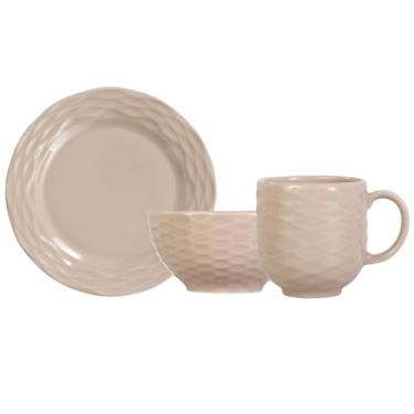 Imagem de Jogo de lanche em porcelana, modelo Ondas, 12 peças, Germer, Creme