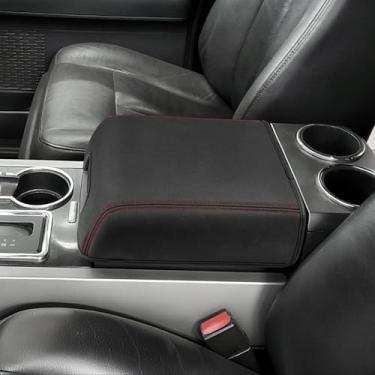 Imagem de Capa de console central para F150 XL XLT 2004-2014, Expedition 2007-2014, Lincoln Mark LT 2006-2008, protetor de cusão de apoio de braço médio de couro PU, somente assento, antiarranhões, preto com