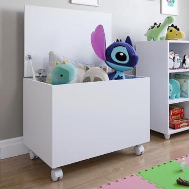 Imagem de Baú Caixa Brinquedo Kids Com Tampa E Rodízios Branco Organização