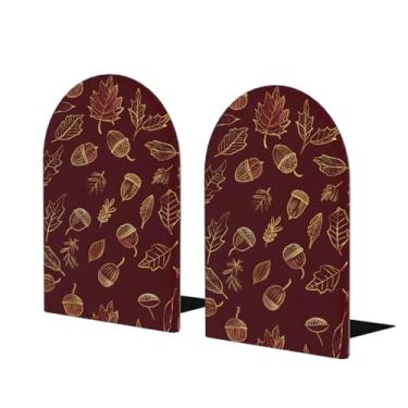 Imagem de Pinha de Halloween vermelho grande suporte de livros de madeira decorativo antiderrapante resistente terminais de livro para mesa de escritório em casa biblioteca de estudo escolar divisórias de