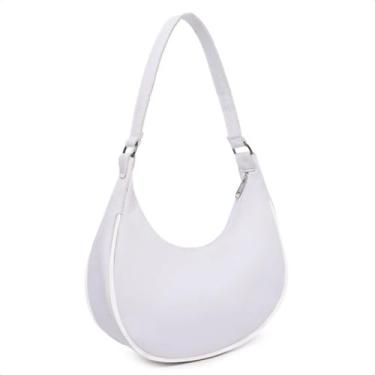 Imagem de MEIA LUA Bolsa Feminina Pequena, Macia e Leve, 20 x 24 x 4 cm, Ideal para Festas, Balada e Dia a Dia, Versátil e Elegante (Branco)