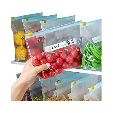 Imagem de Saco Zip Reutilizável Modelo Pote, 10 Peças, Para Cozinha Universal