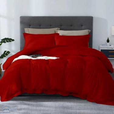 Imagem de SLEEP-NEST Conjunto de capa de edredom queen extragrande 98 x 98-100% algodão egípcio, hotel luxuoso 600 fios, ultra macio e respirável, roupa de cama para todas as estações com fecho de zíper