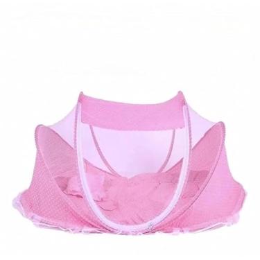 Imagem de Mini Berço Portátil Infantil com Mosquiteiro, Caminha Confortável para Bebês, Tenda Protetora Anti-Mosquito(Rosa)