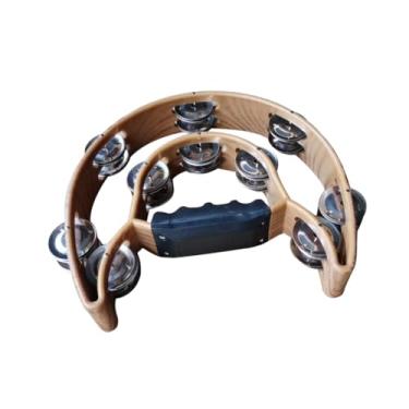 Imagem de Generic Pandeiro de Mão de Duas Fileiras, Pandeiro Musical, Lembrancinha, Sino de Mão, Metal, para Escola, Karaokê, Adultos, Músicos Iniciantes.