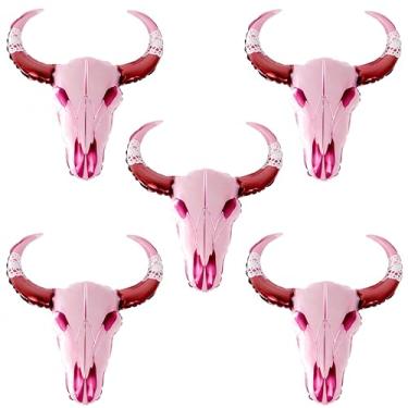 Imagem de 5Pcs Mini Pink Western Long Horn Cow Balloons/Cowgirl Longhorn Aluminium Foil Balloon for Party Wall/Last Rodeo Bachelorette Party Supplies/Western Cow Skull Wall Decor (5 PCS Mini Pink)