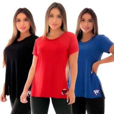 Imagem de Kit 3 blusa femininas ps tapa bumbum academia - CLICK MAIS BONITA,  XG