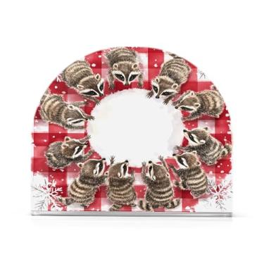 Imagem de xigua Porta-guardanapos de guirlanda de Natal de guaxinim fofo para mesas - Porta-guardanapos para cozinha, porta-guardanapos de mesa, porta-guardanapos de coquetel, porta-guardanapos de papel270