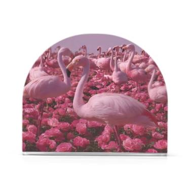 Imagem de CEBUGI Suporte de guardanapo para mesas porta-guardanapos de acrílico flamingo rosa suporte de guardanapos de papel para decoração de festa de jantar de cozinha