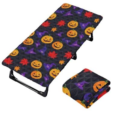 Imagem de Burbuja Lençol de berço de folhas de abóboras para crianças, lençol de cochilo acolchoado portátil com faixa elástica para meninas e meninos, lavável na máquina, 63,5 x 127 cm