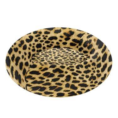 Imagem de SEHANY Cama de cachorro com estampa de leopardo, removível e lavável, pequena, redonda para gatos, cama fofa, super macia, confortável para animais de estimação com fundo antiderrapante para cães