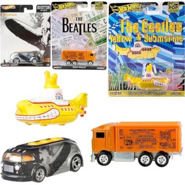 Imagem de Hot Wheels Yellow Submarine Pop Culture Premium Bundled with Beatles Truck Hiway Hauler Empire Stadium + Led Zepplin Album Cover Haulin' Rock car 3 Items