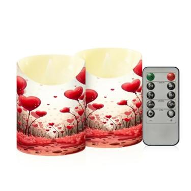 Imagem de Wassud Pacote com 2 velas sem chama com controle remoto, velas realistas cintilantes com temporizador, velas decorativas para Natal, casamento, festa, decoração pequena