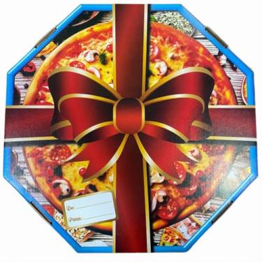 Imagem de Caixa de Pizza 35cm Temática Presente 25 Unidades Decoração Festiva para Presentear e Comer Juntos