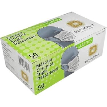 Imagem de Kit Com 250 Máscaras Tripla Descartável Descarpack | Com Elástico | Branca | 5 Caixinhas | Super Oferta