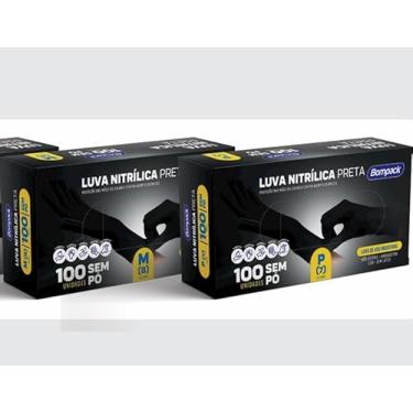 Imagem de Luva Nitrilica Bompack Preta P,M,G (M)